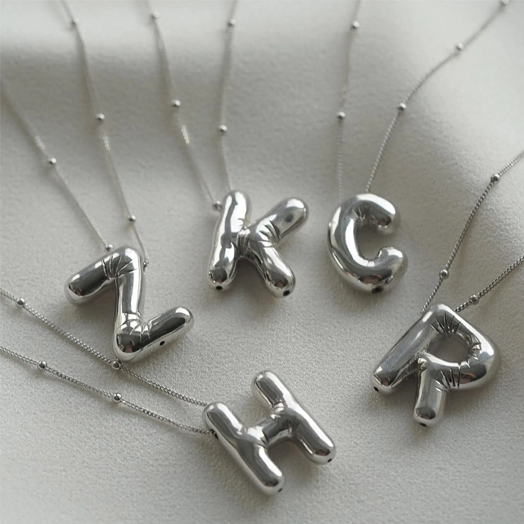 Bubble Letter Initial Necklace (Bundle)