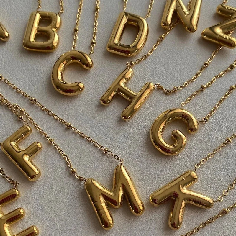 Bubble Letter Initial Necklace (Bundle)