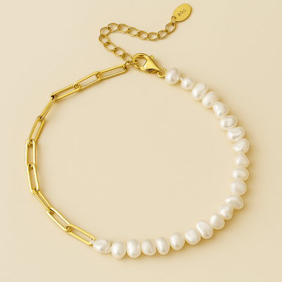 Rhoni® 14K Gold Paper Clip Pearl Bracelet