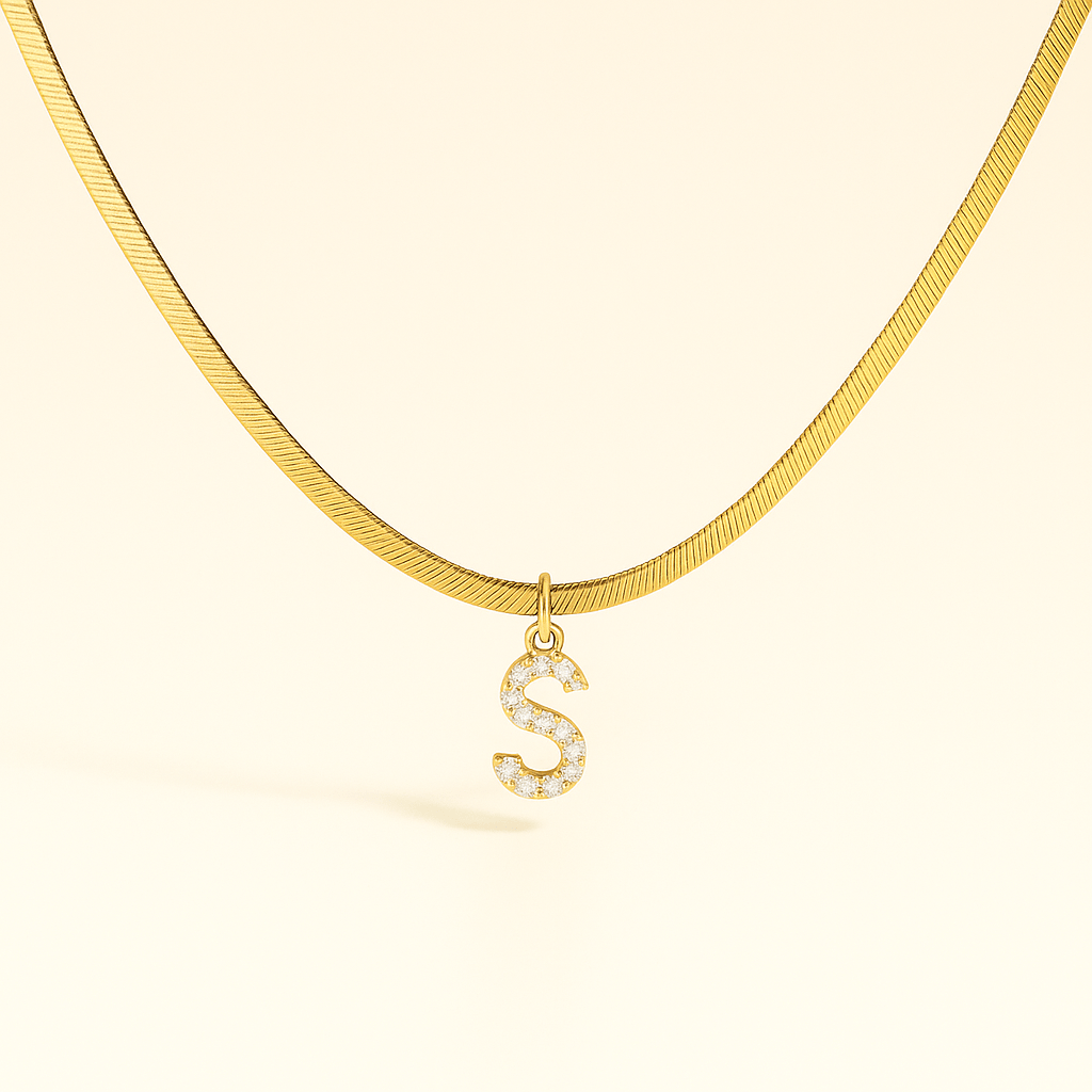 Melly Initial Herringbone Necklace (Bundle)