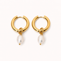 Bethany Pearl Drop Hoop (Kavely)