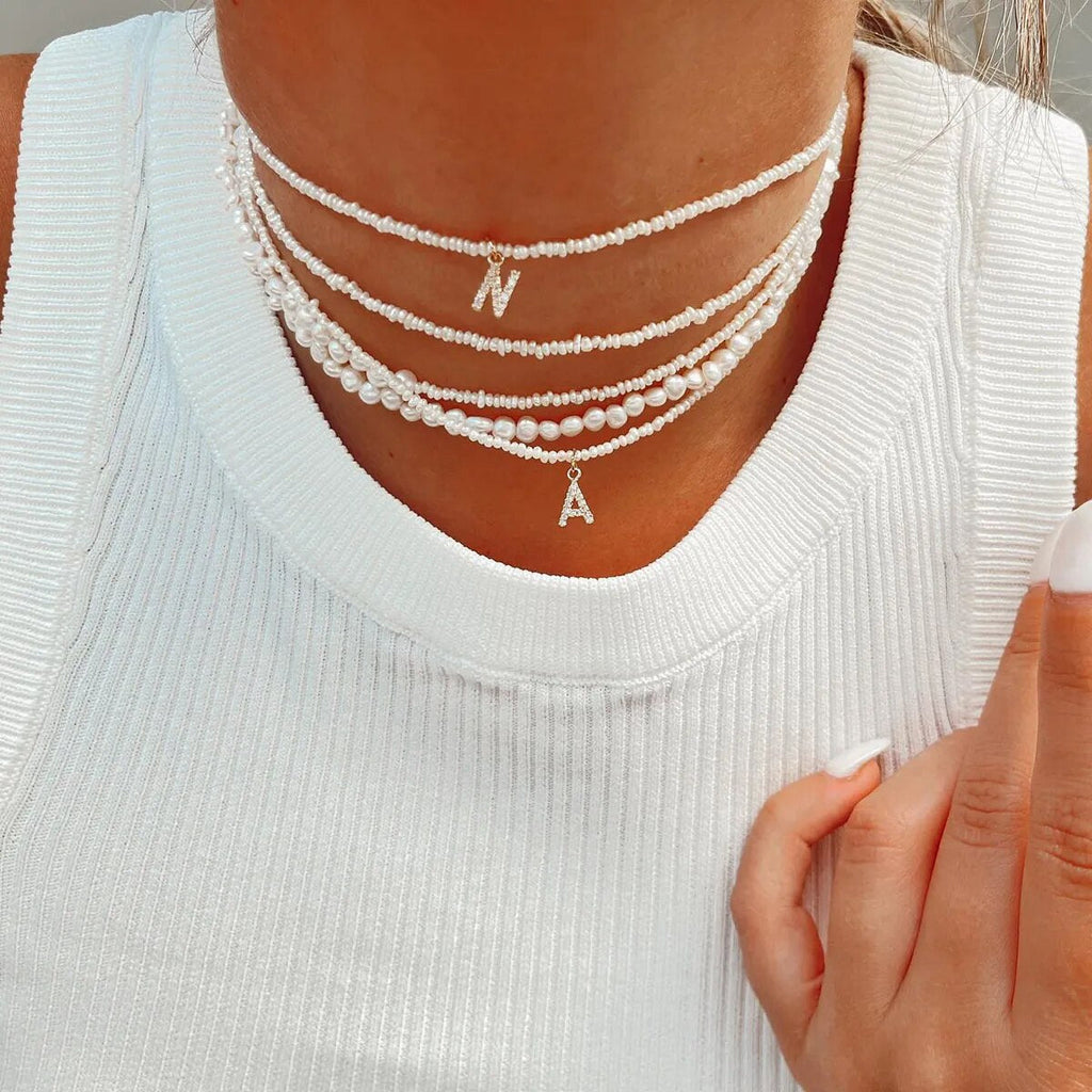 Shelly Pearl Initial Choker (Bundle)