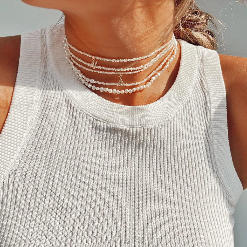 Shelly Pearl Initial Choker (Bundle)