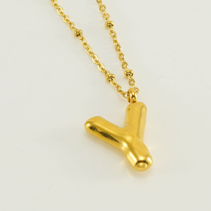 Bubble Letter Initial Necklace (Bundle)
