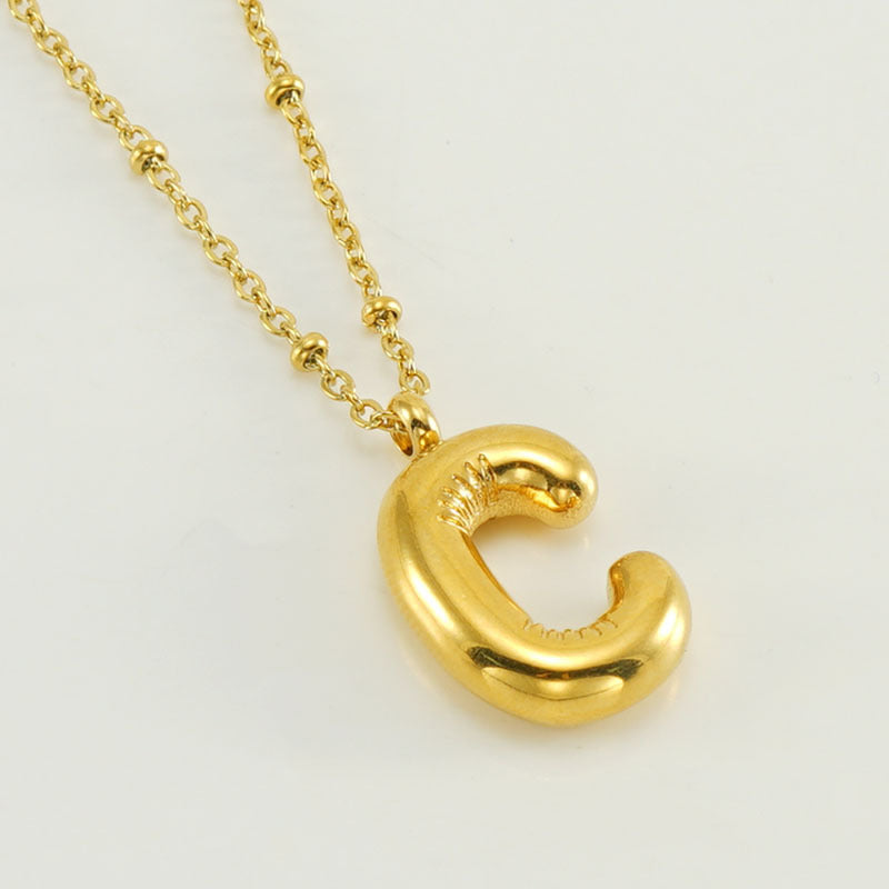 Bubble Letter Initial Necklace (Bundle)