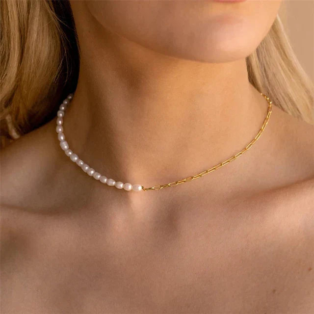 Rhoni® 14K Gold Paper Clip Pearl Necklace (Bundle)