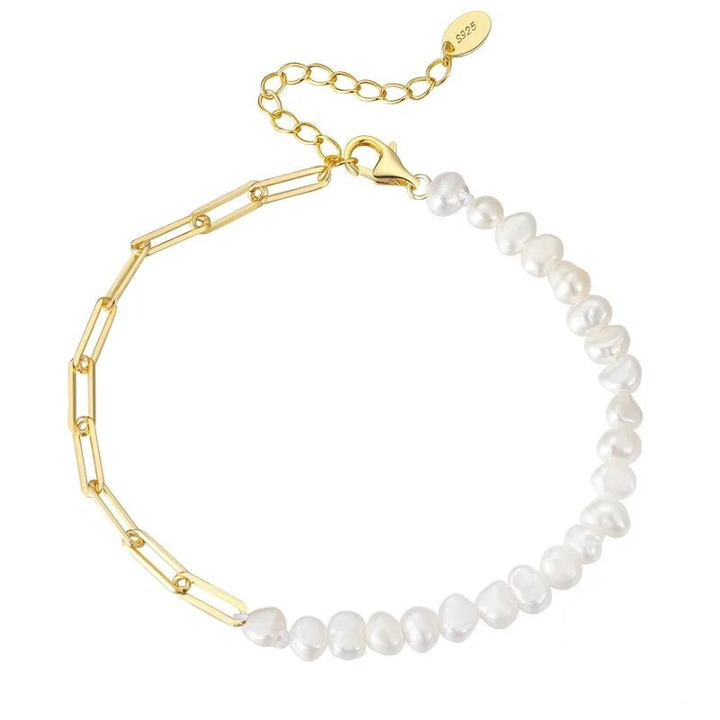 Rhoni® 14K Gold Paper Clip Pearl Bracelet (Bundle)