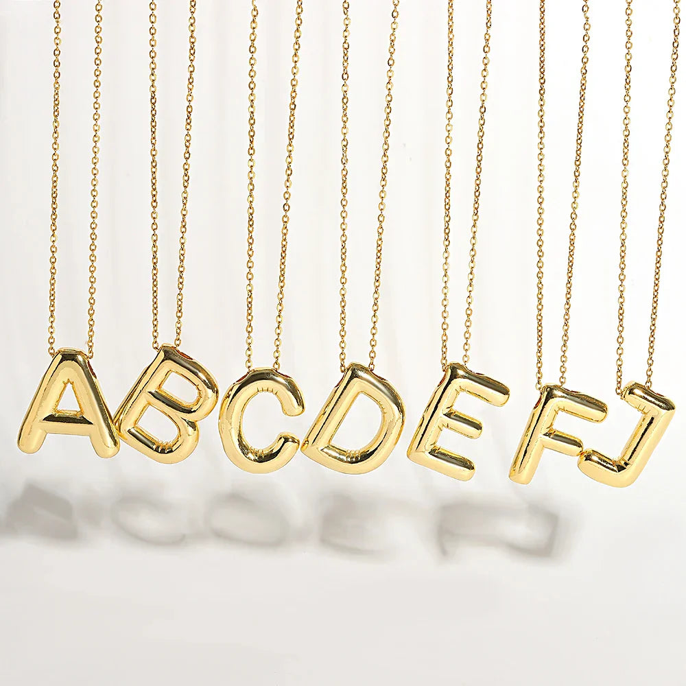 Bubble Letter Initial Necklace (Bundle)