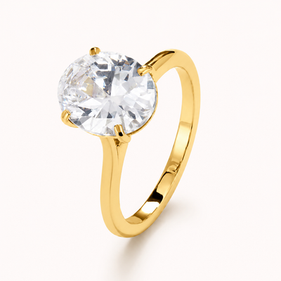 Oval Solitaire Diamond-Inspired Ring 3ct